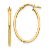 14K Yellow Oval Hoop Earrings